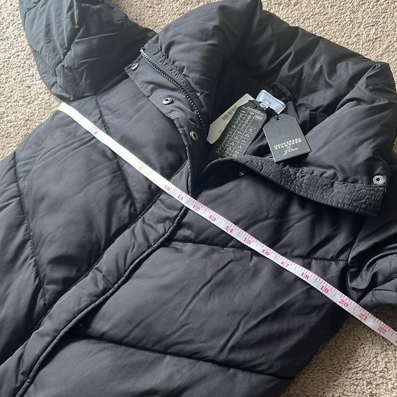 NWT Universal Standard for J. Crew Chevron Black Puffer Coat - Picture 9 of 12